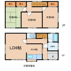 中島４丁目３LDK借家S62の物件間取画像